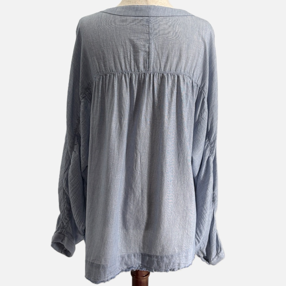 Sundance Dusty Blue Cotton Dolman Sleeve Boho Blouse Size Medium NWOT - Picture 4 of 8